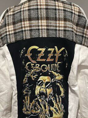 Ozzy Osbourne Plaid and Beige Jacket Shacket